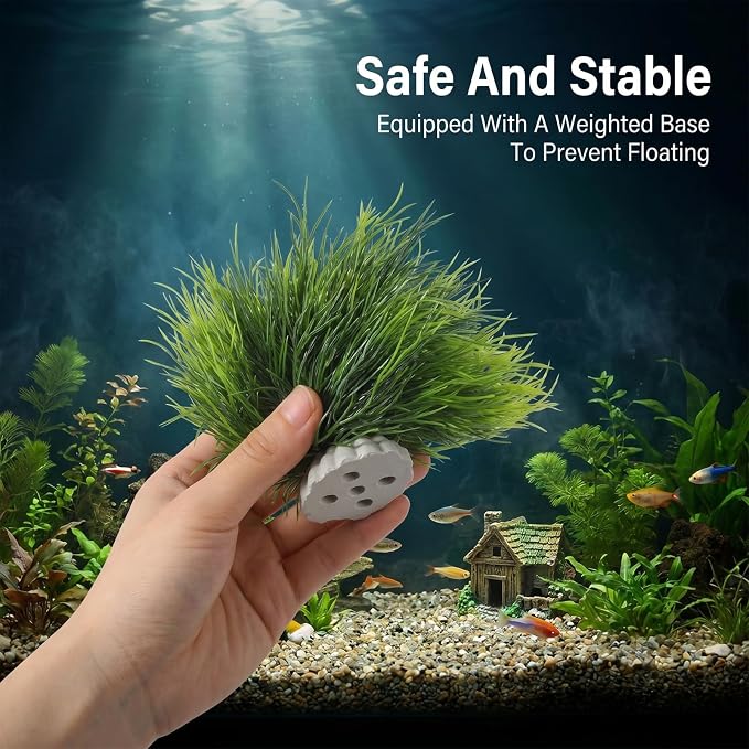 Abeillo 2pcs Artificial Aquarium Plants, Plastic Realistic Fish Tank Decor Plant Fake Natural Style Aquarium Decorations Plants Fish Tank Accessories