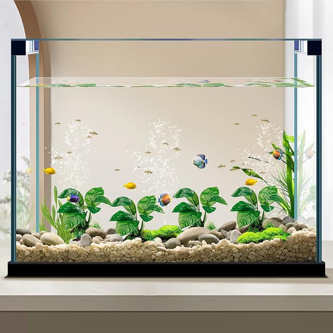 Moonorange Reptile Artificial Plants, Terrarium Plants Decorations Supplies, Aquarium Fish Tank Plant, Amphibian Habitat Hideout Tank Accessories (M Set-4pcs/F)