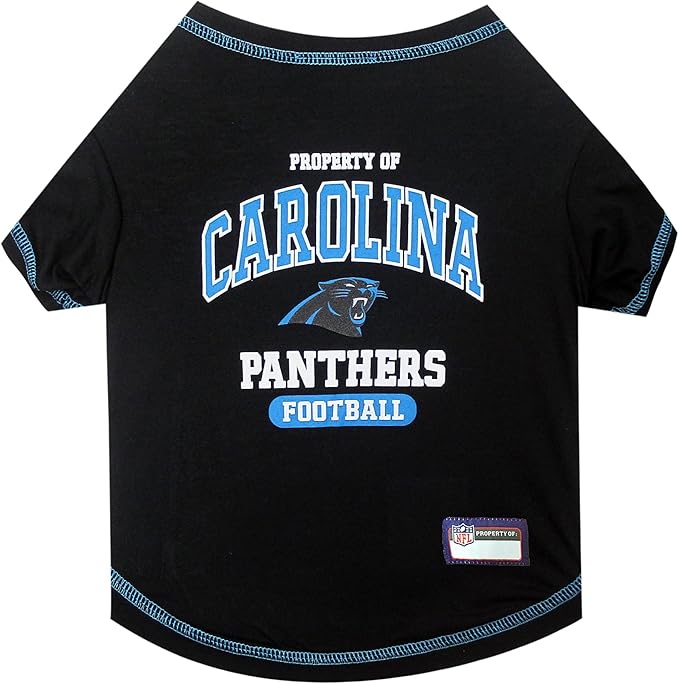 NFL Carolina Panthers Dog T-Shirt for Pets, Size Medium. Officially Licensed Pet Shirt with Team Logo, Soft Stretchable Comfort Fit Apparel for Dogs & Cats