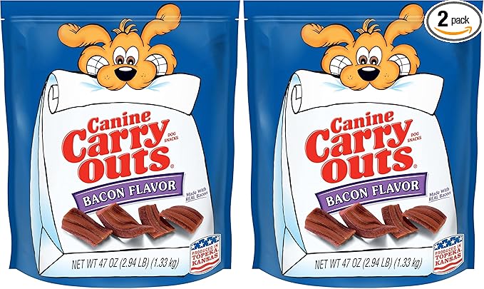 Canine Carry Outs Dog Treats, Bacon Flavor, 47 Ounce, Made with Real Bacon (Pack of 2)