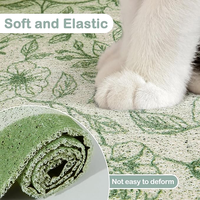 Glittme Premium Cat Litter Mat 33"x22" - Non-Slip & Waterproof Litter Trapping Mat for Litter Boxes - Soft Mesh Kitty Sand Catcher Pad Easy to Clean & Washable Floor Protector