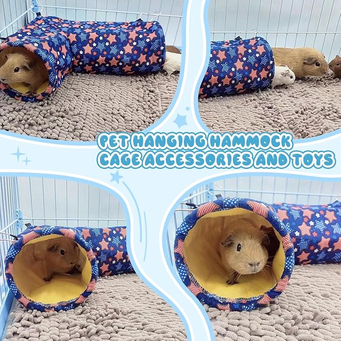 EAEDMY Guinea Pig Rat Ferret Hammock, Small Animal Corner Tunnel & Tubes & Bed for Hedgehog Piggy Chinchilla Hideout Toys and Cage Accessories