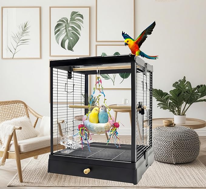 Bird Nest for Cage Bird Breeding Bed Cockatiel Snuggle Nest Parakeet Swing Bed Bird Hanging Hammock Parrot Sleeping Hut for Conure, Budgie, Lovebird, Finch, Small Pets-Pink, Large Size