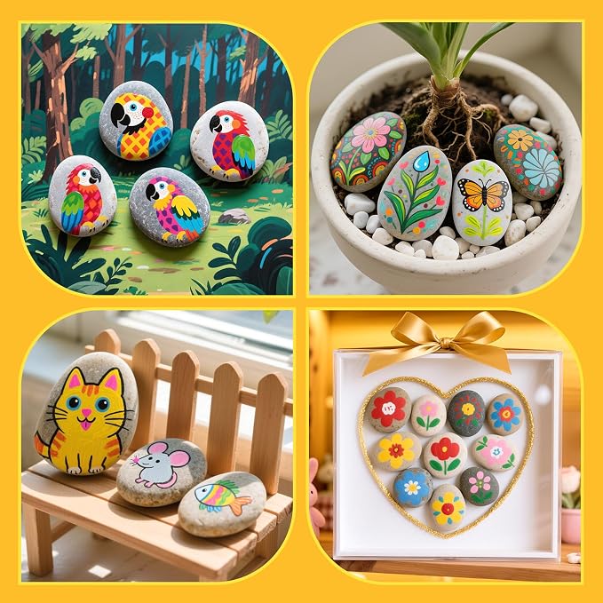 Simetufy 15Pcs Rocks for Painting, Large 3-4 Inch Natural River Stones, | Smooth Paintable Flat Rock for Adults, Children, Kindness Rocks Garden Decoration for DIY, Art & Crafts