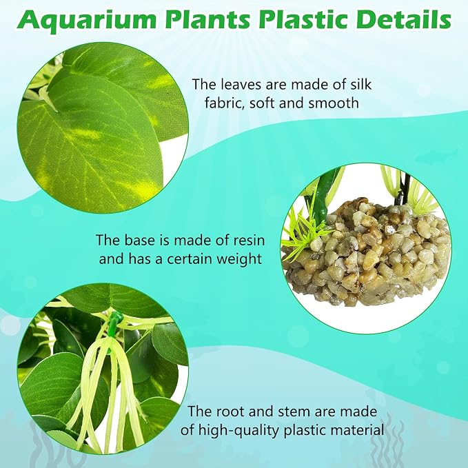 Hamiledyi Silk Aquarium Plants 8.7" Tall Artificial Green Plants for Fish Tank Aquarium Fake Aquatic Plant Lifelike Water Grass Ornament for Fish Tank(2PCS,Style A)
