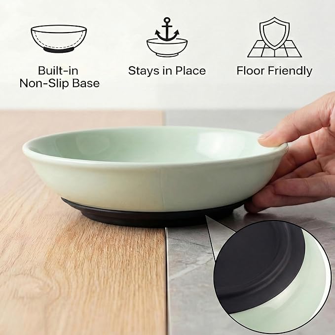 Ceramic Cat Food Bowls 6 Pack – Shallow Cat Bowl with Non-Slip Silicone Base, Whisker-Fatigue Dishes for Indoor Cats – Microwave Dishwasher Safe – 5.3 oz Colorful Pet Plates for Wet Dry Food Water