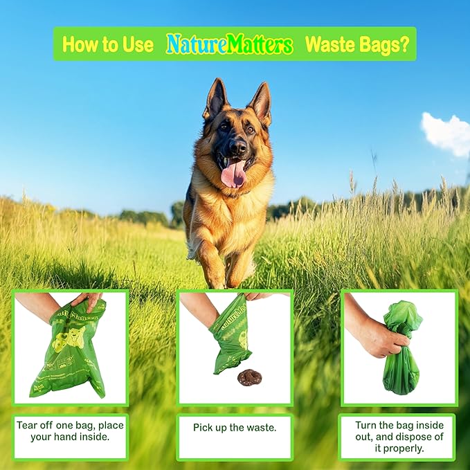 Cornstarch-Based Dog Waste Bags – TÜV Austria Certified Materials | Strong & Leakproof | Eco-Friendly Pet Cleanup | 10% Donated to Charity | 270 Count