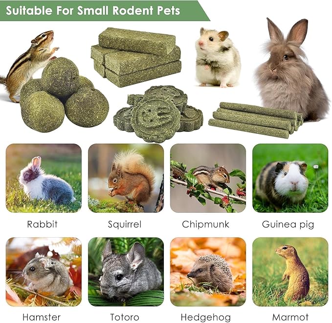 ERKOON 75Pcs Bunny Chew Toys, 100% Natural Timothy Hay Biscuit&Treats Sticks, Chew Toy for Teeth for Rabbit Chinchilla Guinea Pig Hamster Gerbil Squirrel, 25.5oz