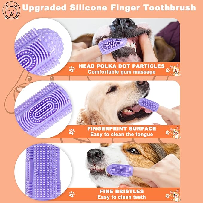 Dog Toothbrush Finger Toothbrush Dogs Tooth Brushing Kit 8 Pack Dogs Finger Toothbrushes for Dog Teeth Cleaning& Dental Care Doges Tooth Brush Pet Toothbrush