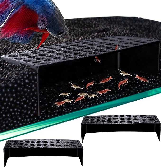 2Pcs Shrimp Hide Cave, Aquarium Shelter, Shrimp Tank Accessories, Fish Tank Decorations (Black)