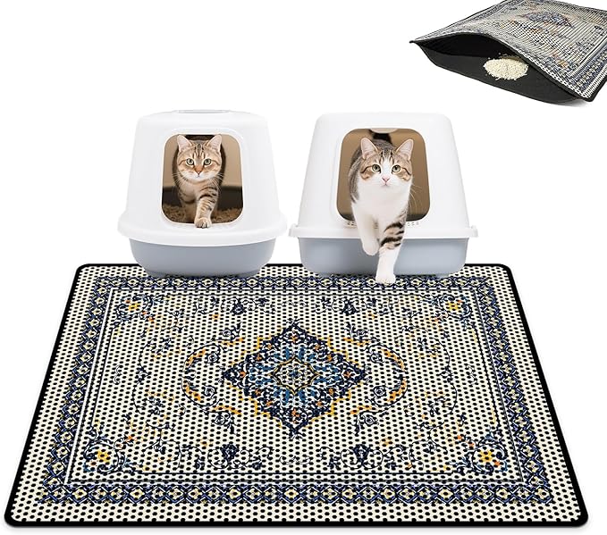 Cat Litter Mat 24"x29.5" Double Layer Waterproof Litter Box Mat Washable Litter Trapping Mat