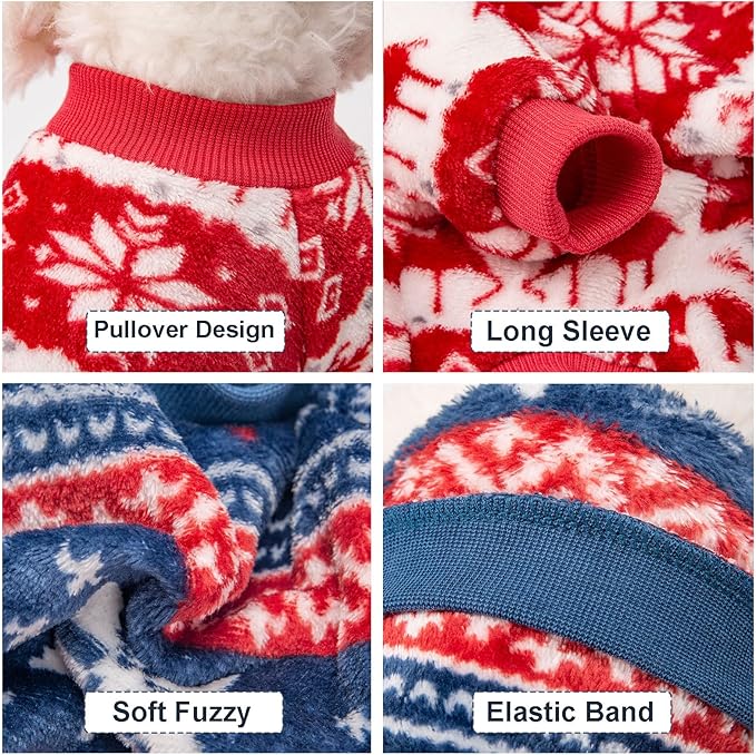 Dog Sweater, 2 Pack Dog Sweaters for Small Dogs, Dog Clothes for Small Dogs Girl Boy, Ultra Soft and Warm Puppy Sweater Dog Coat for Winter Christmas (Medium, Xmas Red+Xmas Blue)
