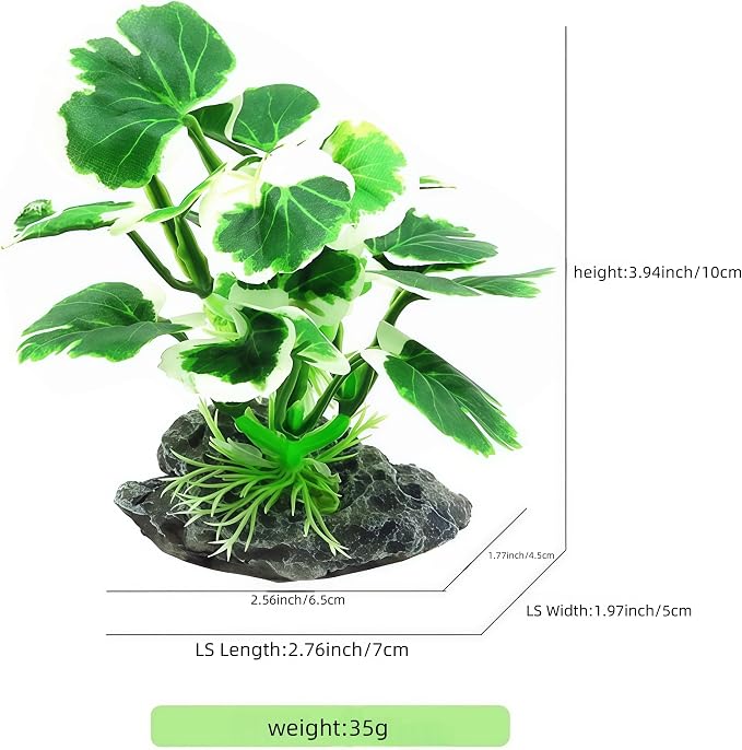 JGbaby Artificial Aquarium Plants,Fish Tank Decorations Betta Leaf Hammock 4in Realistic Silk & Plastic Plants, Hideout Decor for Betta. Goldfish,Reptiles,Small Tanks (Green Type-E)