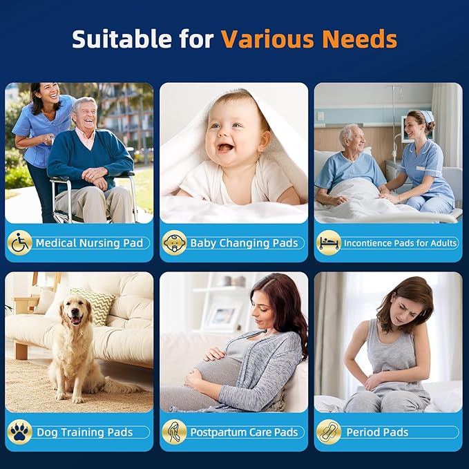 AAY Disposable Bed Pads 36" x 36" (50 Count) , Extra Large Heavy Duty Incontinence Underpads, Super Absorbent 3XL Chucks Pee Pads for Adults, Kids, Pets, Puppy Training (Adhesive Strips)