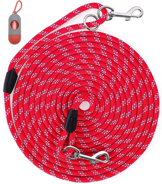 Long Dog Leash for Dog Training 30FT, Heavy Duty Dog Lead for Large Medium Small Dogs Outside Walking, Playing, Camping, or Yard,Red