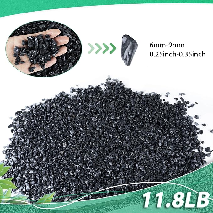 Succulent Rocks for Plants Tiny Pebbles for Planters 11.8LB Pea Gravel Bulk Course Sand Soil Small Decorative Stones for Indoor Bonsai Pots Cactus Top Dressing Aquarium Garden Landscape Black