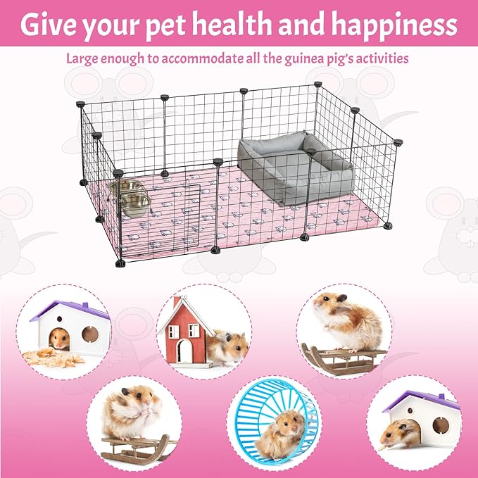 Huhumy 2 Pcs 47 x 24 Inch Guinea Pig Washable Cage Liners Reusable Mat Non Slip Absorbent Guinea Pig Pads for Small Animals Bedding Hamster Rabbit Rat(Vivid Style)