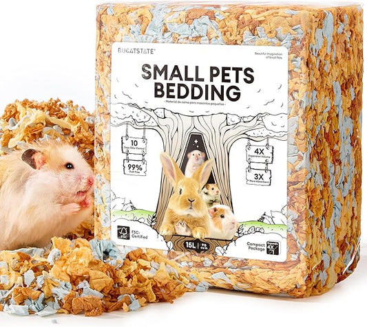 BUCATSTATE Hamster Bedding 15L, Truly 99% Dust-Free Small Animal Paper Bedding Odor Control, Cozy Hamster Litter for Rabbit Rat Syrian Dwarf Hamsters Gerbils (Harvest Sunset)