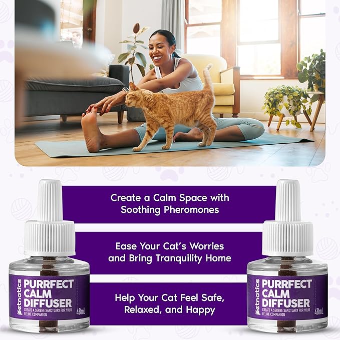 Purrfect Cat Calming Diffuser | Stress Relief for Pets | Multi Cat Calming Pheromone Diffuser | Soothing Pheromone Technology | Long-Lasting Effect for up to 30 Days