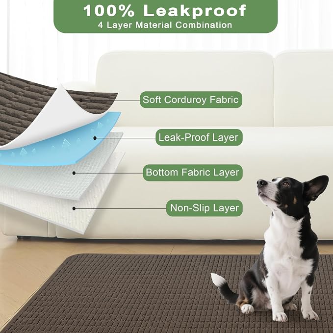 Washable Pee Pads for Dogs, 2 Pack Reusable Puppy Pads Dog Pads, Non-Slip Dog Pee Pads, Leakproof Pet Pee Pads Wee Wee Pads for Dogs. (Coffee, 24"x36"(Pack of 2))