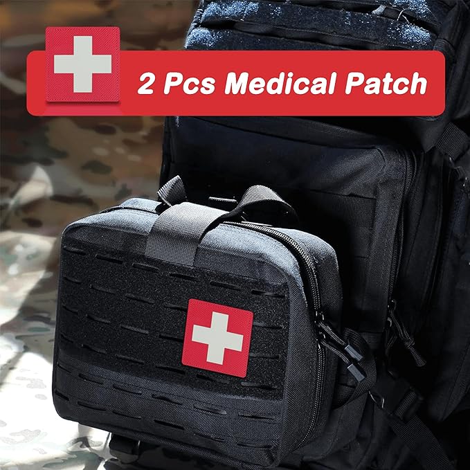 2-Pack Glow in The Dark Patches Luminous Medic Patch First Aid Patch for Backpack, Bags, Hats (2.36"x2.36")