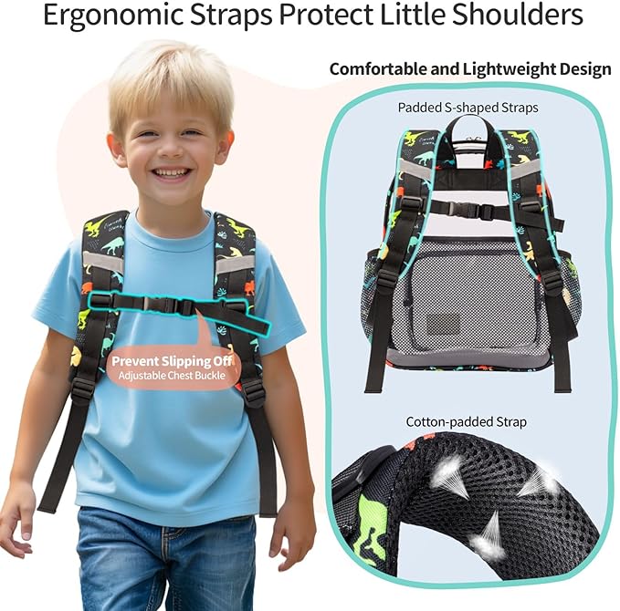 Clear Backpack Set for Boys, 15 Inch Heavy Duty Transparent Bookbag with Lunch Bag, Kindergarten to 2nd Grade School Bag, Security Approved PVC, Black Dinosaur