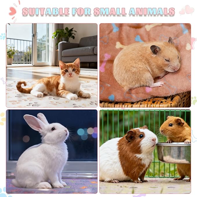 8 Pack Guinea Pig Cage Liner, Washable Guinea Pig Fleece Blankets Bedding Accessories, Flannel Throw Warm Sleep Mat, Pet Pee Pads for Small Animal Hamster Rabbit Puppy Cat (Light Color, 26x14 Inch)