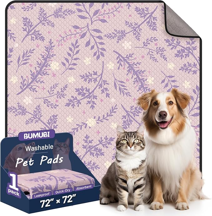 Washable Dog Pee Pads - Absorbent Reusable Puppy Training Pads, Waterproof Leak - Proof & Non - Slip for Crate Whelping Potty Training 72x72 (Pack of 1)