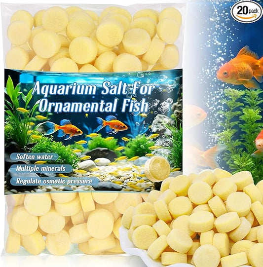 MAQIHAN 150 Tablets Aquarium Salt Freshwater - Salt for Aquarium, Fish Tank Salt, Pond Salt Tablets Natural Mineral Sea Salt Formula for Freshwater Fish, Koi Pond, Goldfish & Betta Tank Water Care