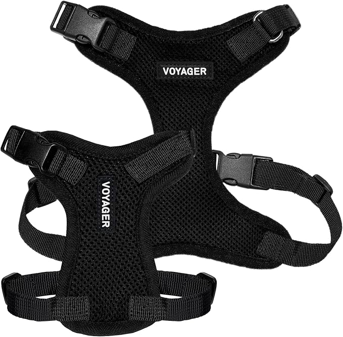 Voyager Step-in Pet Harness - All Weather Mesh, Adjustable Step in Harness for Cats and Dogs by Best Pet Supplies - Black, L