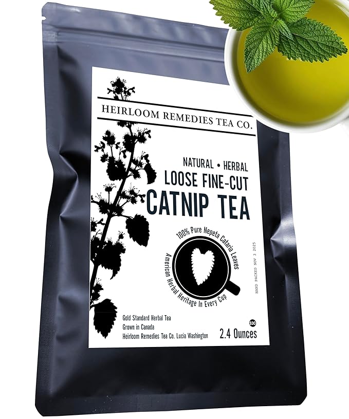 Catmint Tea 2.4 oz Loose Leaf Catnip - Dried Nepeta cataria Fine Cut Leaves and Buds