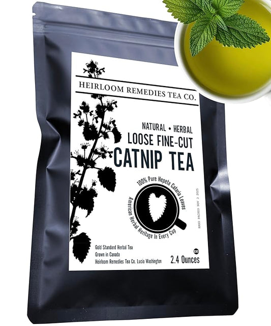 Catmint Tea 2.4 oz Loose Leaf Catnip - Dried Nepeta cataria Fine Cut Leaves and Buds