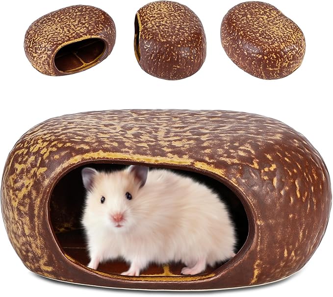 Hamster Hideout, Gerbil Bed Ceramic House for Hamster Guinea Pig Hideout and Hideouts for Syrian Dwarf Hamsters Guinea Gerbils Lemmings or Other Similar-Sized Small Pet Small Animal Bed