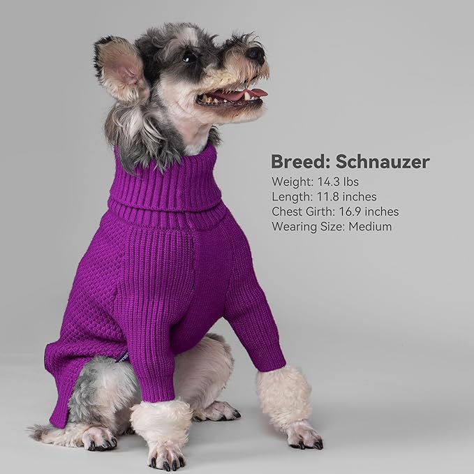 cyeollo Dog Sweater Pullover Turtleneck for Dogs Girl, Classic Knitwear Fall Winter Cold Weather Doggie Clothes Warm Pet Apparel Small Dog Sweaters, Purple S
