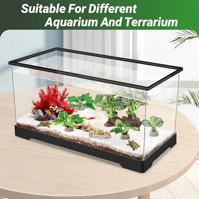 GOZILLA Silk Fish Tank Plants,Reptile Artificial Plant,Reptile Plants for Terrarium,Aquarium Decorations Accessories Set,Resin Driftwood Artificial Silk Aquarium Plant for Fish Tank.(5PCS/D-Set)