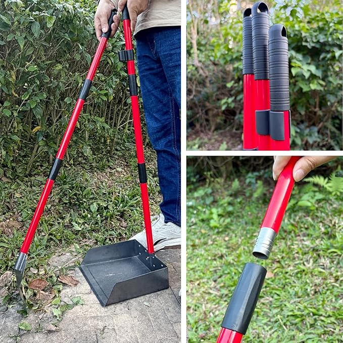 Larger Heavy Duty Pooper Scooper for Dogs-Rake, Spade,Tray Set with Long Handle,No Bend Down Easy Cleanup,Great for Yard Grass Gravel Dirt,Use for Large Small and Multi Dogs