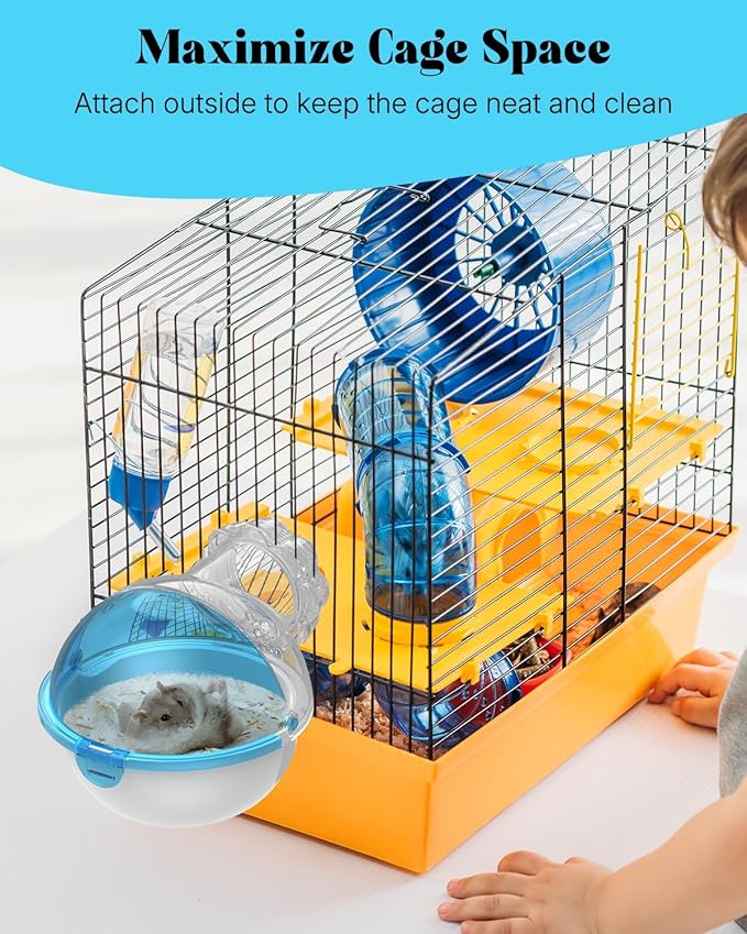 Pawfly Hamster Sand Bath Container, Removable Hamster Dust Bath & Bathroom, Multi-Use Hamster Cage Accessories for Gerbil, Chinchilla, Syrian Hamsters & Small Animals