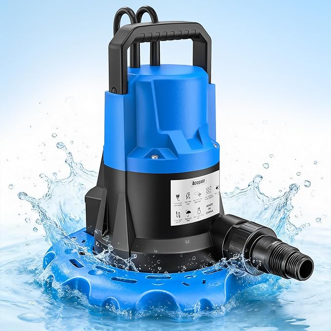 1 HP Automatic Pool Cover Pump 5000 GPH - Submersible Water Removal Pump with 26ft Power Cord & 3/4” Check Valve for Pool, Hot Tubs, Rooftops, Water Beds and more (2026 Upgrade）