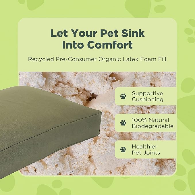 Large - 42 x 28 x 5 - Black Premium Organic Hemp Dog Bed - Organic Latex Fill - Removeable Cover
