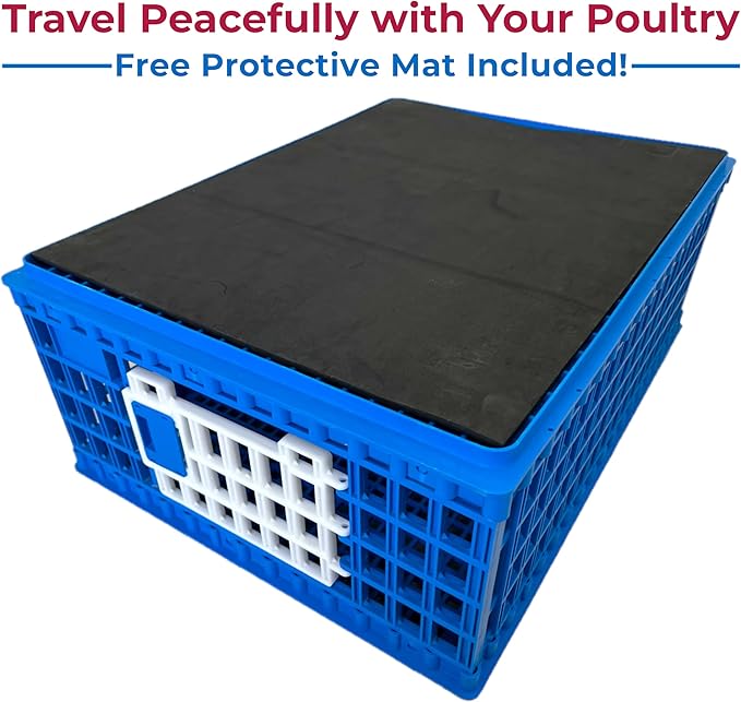 Poultry Carrier Crate 3 Doors with a Mess-Free Protective Pad, Durable Poultry Transport Cage for Chickens, Quail, Birds, Rabbits, Ducks