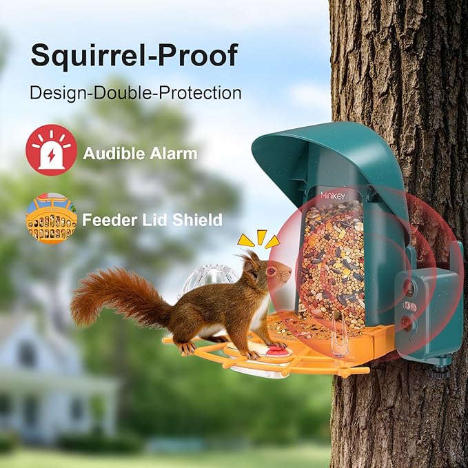 Smart Bird Feeder with Camera Outdoor Birdhouse, 4MP Ultra HD & AI Identify 11000+ Species, 2L Large Capacity, Solar Powered with App Arrived Alerts, Ideal Bird House Gifts for Mom Dad