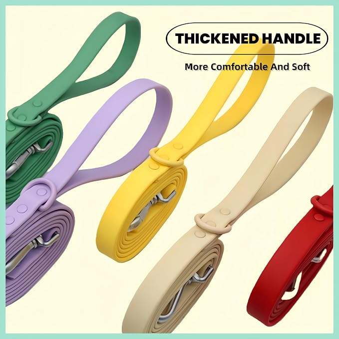 Dog Collar and Leash Set, Durable Waterproof Dog Leashes Collars, 5 Length Setting Adjustable Dog Collars for Large Medium Small Dogs (Cream, M)