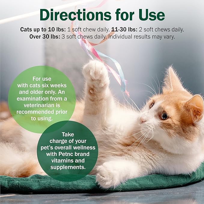 Petnc Hairball Soft Chews for Cats (90 Count), Helps Reduce Cat Hairball Formation with Mineral Oil & Black Pepper Extract, Chicken & Cheese Flavor, For Felines of All Ages & Breeds