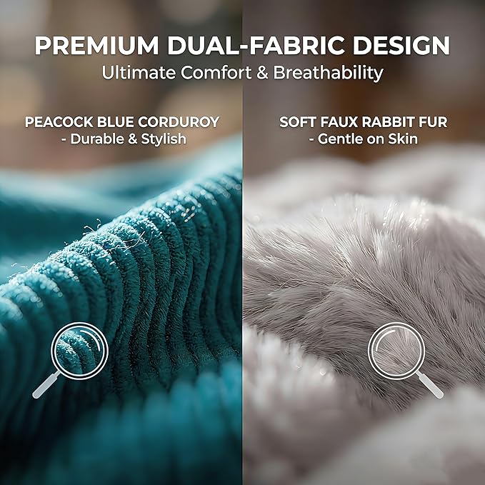 Miguel Cat and Dog Bed, Bolster, Small 20"x17"x7", Up to 10lbs, Washable, Polycotton Fill, Blue, Square, Solid