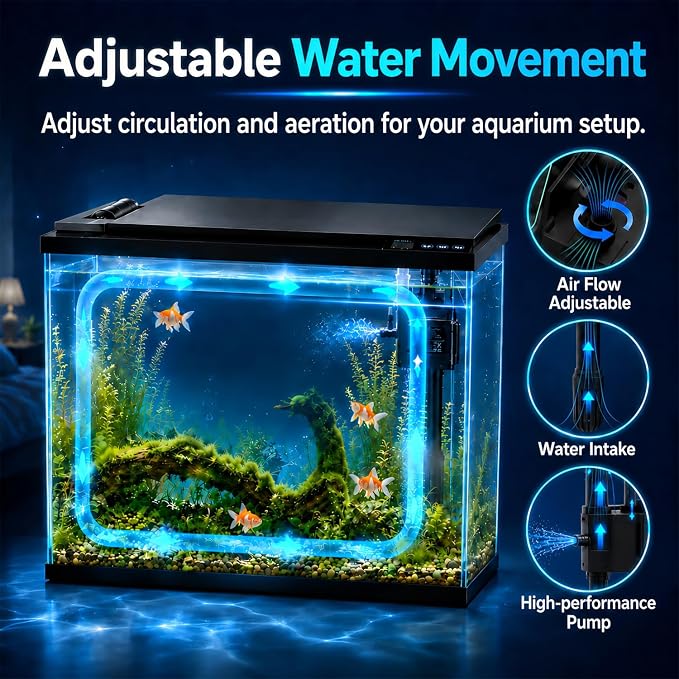 5 Gallon Fish Tank with Auto Feeder, Aquarium Starter Kit with Self Cleaning Filter, Crystal-Clear Glass, 8-Color LED Light, 5-Minute Setup, Vacation-Ready Betta & Goldfish Tank for Desk & Office