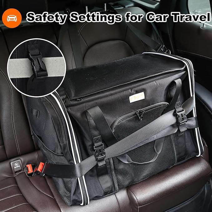 pidipiti 24 x 17 x17 Extra Large cat Carrier up to 30 lbs,for pet car Travel and Long Road Trip,with Curtains and Leakproof Portable Litter Box