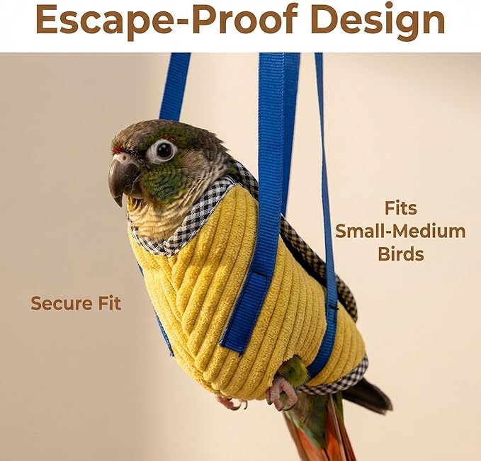 Portable Bird Carrier Bag with Harness, Escape Resistant Parrot Carrier & Bird Travel Bag for Parakeet, Cockatiel, Conure, Pigeon, Small Medium Birds, Random Color (Large)
