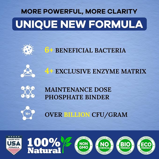 Dr.Raifya's Pond Fresher-Water Clear & Odor Control for Pond & Fountain-5OZ | Natural Enhanced Cleaning Power, Beneficial Bacteria & Enzymes, Improves Water Clarity, Safe for Fish, Birds, Pets & Wildlife
