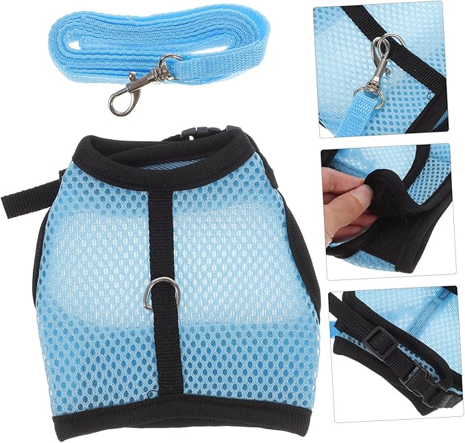 FOMIYES Guinea Pig Harness Leash Set 2 Packs Small Animal Adjustable Pulling Rope Soft Cloth Pet Harness for Guinea Pigs Rabbits Hamsters Indoor Use