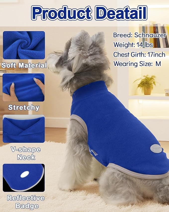 XPUDAC 4 Pack Fleece Dog Sweaters Vest Soft Lightweight Breathable Doggie Clothes for Small Medium Large Dogs Boy Winter Warm Pet Pullover Jacket Sweatshirt Puppy Coat, 511-4XL